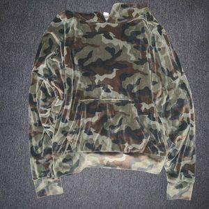 Camo pullover hoodie velour material